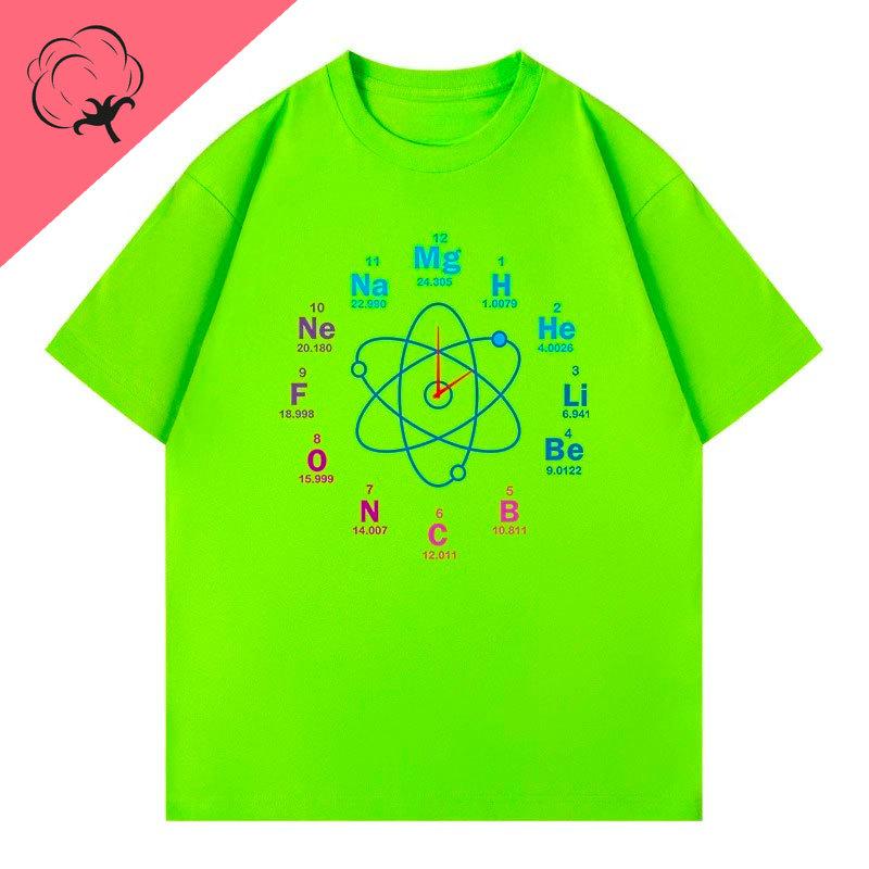 Chemistry Student TShirt Short Sleeve Laboratory Clock Creative Fun Eleunisexts Periodic Table Cotton Summer Casual Loose Top
