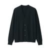 MUJI Washable Wool Size AA0PFA4A Men's High-Gauge V-Neck Cardigan, Black, L,