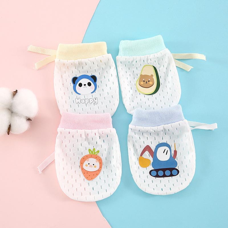 Дышащие перчатки из ледяного шелка от царапин для новорожденных, мягкий манжет, 0-6 месяцев, Защита для рук