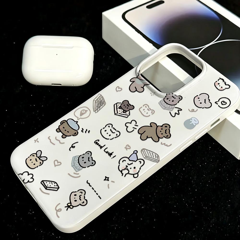 Мультяшный мишка Мягкий чехол для телефона Для iPhone 12 13 14 Plus 15 17 16 Pro Max 11 17Air Coque Funda Coque Чехол для телефона