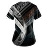 Plus Size Printed Scrub Working Uniform Tops For Women's V-Neck Print Short Sleeve Fun T-Shirts Workwear Tee With Pockets