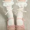 Women's Lace Trim Bow Mid-Calf Lolita Socks