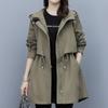 Spring and Autumn  Women's Mid-length Trench Coat Hooded Zipper Tie-in Jackets British Style Loose Coats Women's Clothing