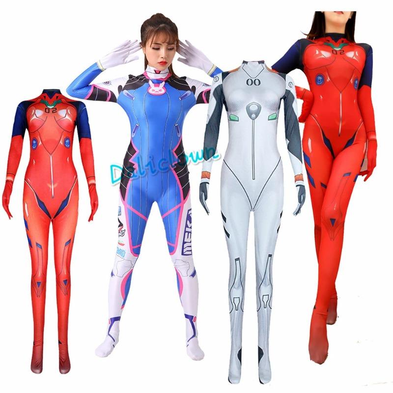 Asuka Langley Soryu Ayanami Rei Zero Two Dva Косплей Костюм Asuka Test Комбинезон Zentai Костюм Аниме Хэллоуин Боди Женский