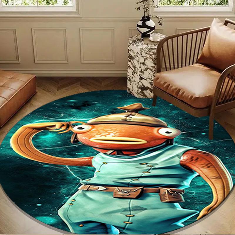 Game Fort-nite Round Rug for Livingroom,Bedroom, Palyroom, Chair Rug, Area rug, Circle Carpet, Large Size Fan Christmas gift
