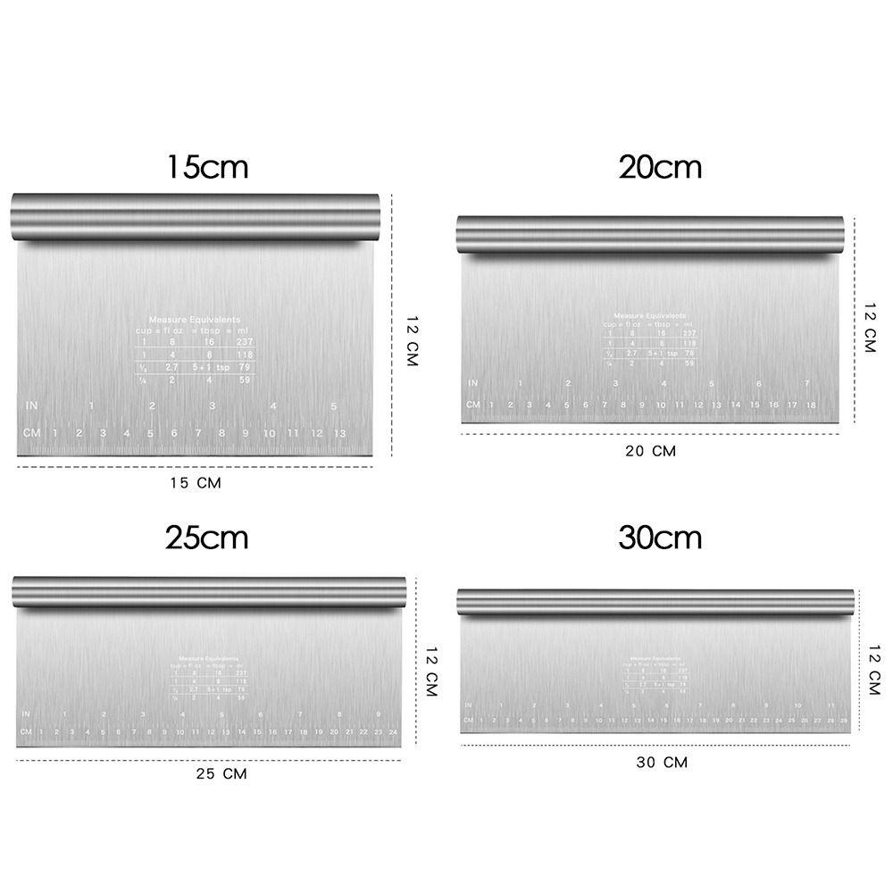 Stainless Steel Bench Scraper Scale Ruler Dough Scraper Polished Pastry Chopper Kitchen
