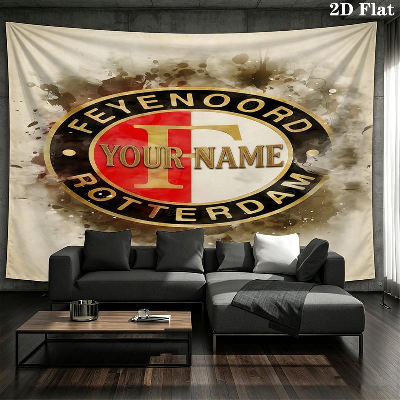 Feyenoord Custom Name Wall Tapestry Aesthetic Wall Hanging Printed Fabric Blanket Decorative Tapestries For Bedroom Living Room Home Decor