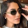 Sexy Small Oval Women'S Sunglasses Trendy Metal Frame Luxury Brand Designer Sun Glasses Retro Black Ladies Goggles Uv400