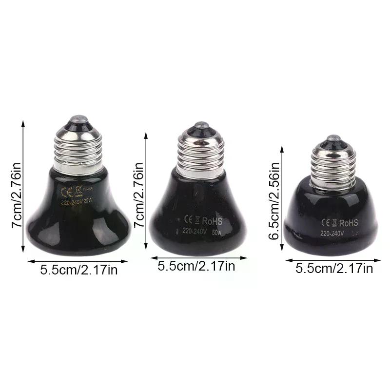 1 шт. Коробка для рептилий, без света, керамическая лампа дальнего инфракрасного обогрева E27, маленькая мини-лампа обогрева 25 Вт 50 Вт 75 Вт, мини-лампа обогрева для питомцев