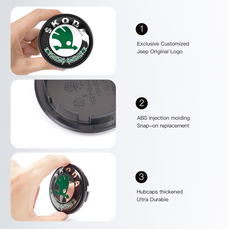 4Pcs 55/65mm Car Wheel Center Hub Caps Emblem Covers For Skoda Octavia Superb Rapid Kodiaq Karoq Fabia Kamiq Enyaq Citigo Vision dnfg75