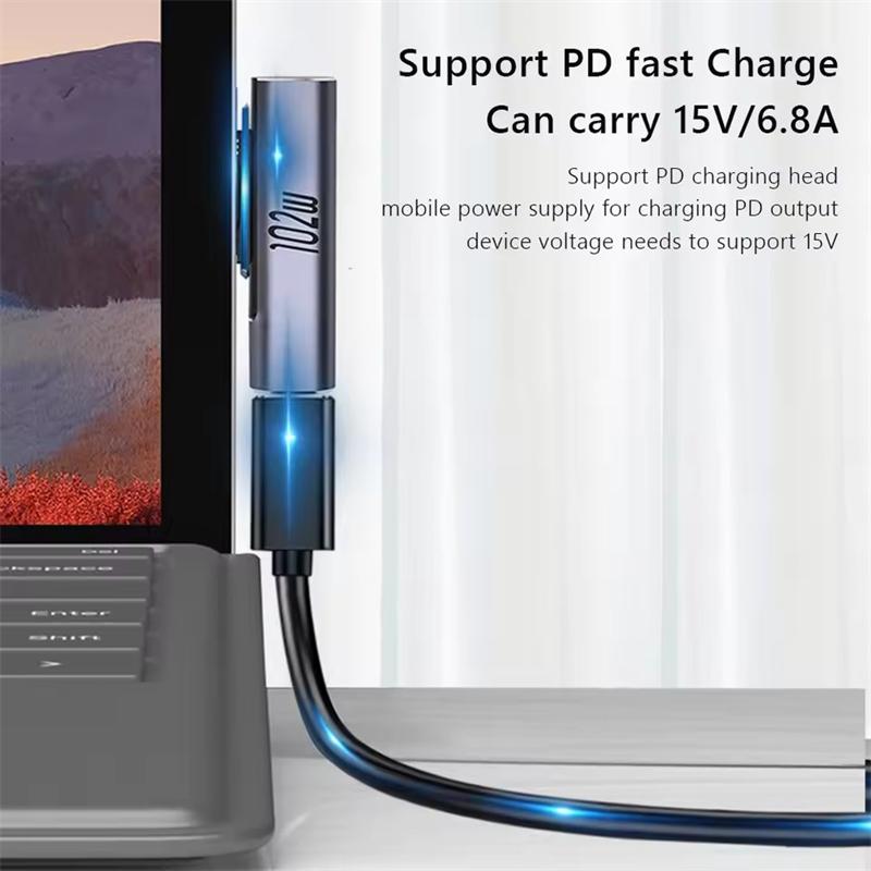 Блок питания USB C 65 Вт 102 Вт с быстрой зарядкой PD, подключаемый для Microsoft Surface Pro X 8 7 6 5 4Go Book, штекер-конвертер USB C (мама)