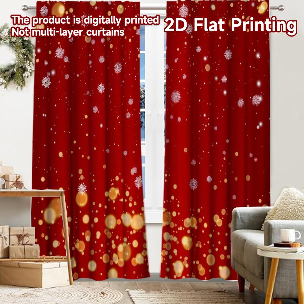 2pcs, 2D FLAT PRINTING Curtains (Without Rod) Festive Baubles Festival Creative Curtains Yarn Curtains Festive Perfect for