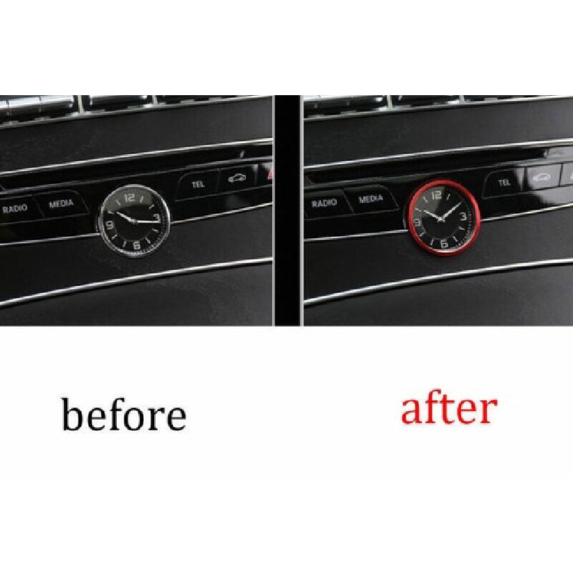 Red Aluminum Middle Console Clock Ring Cover Trim Fit For Benz C-Class 2015-