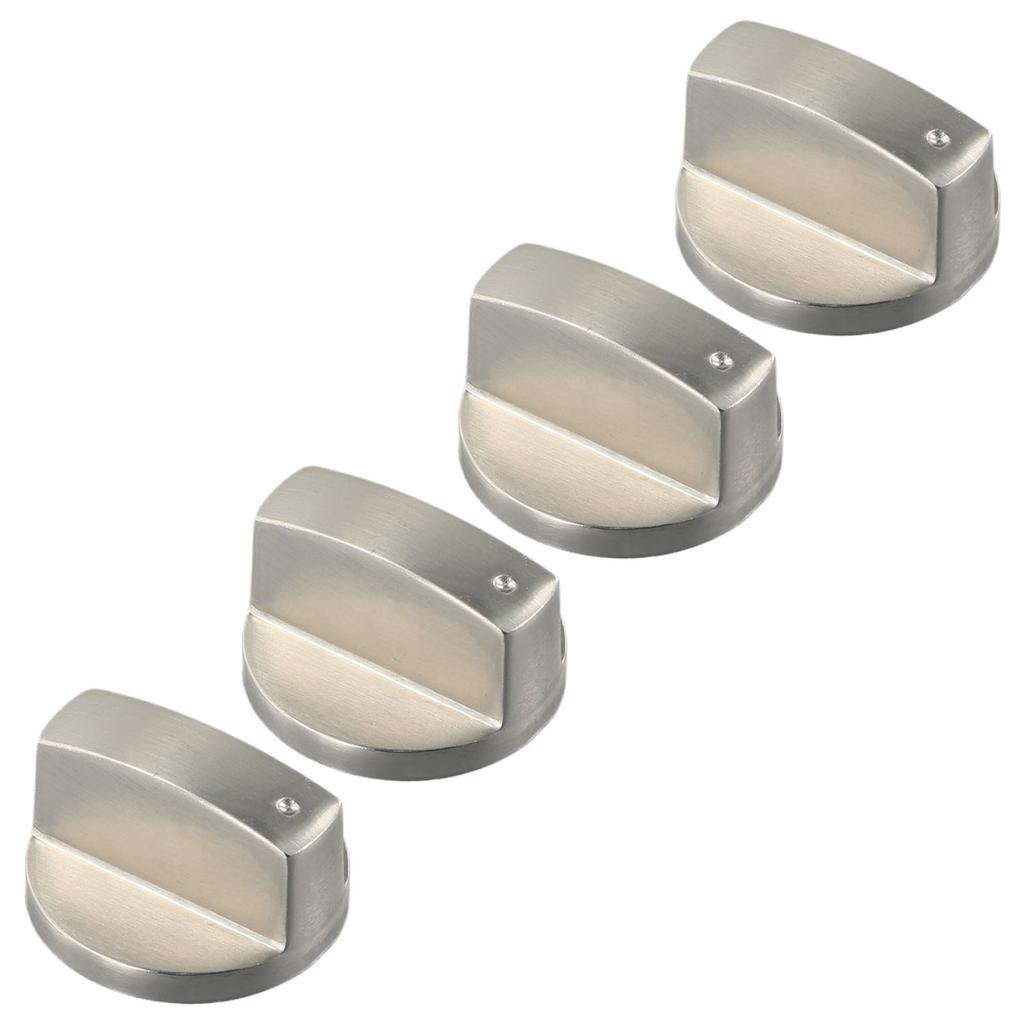 Комплект новых ручек для плиты 4 шт. Сплав цинка 6 мм Аксессуары Управление Оборудование для приготовления пищи Ручки Замена для духовки Серебристый