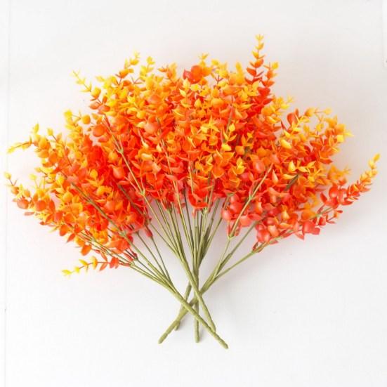 2 шт./компл. Осенний искусственный цветок, реалистичный поддельный лист эвкалипта, Хэллоуин, День благодарения, фестиваль урожая, комнатные и уличные искусственные цветочные растения, украшение