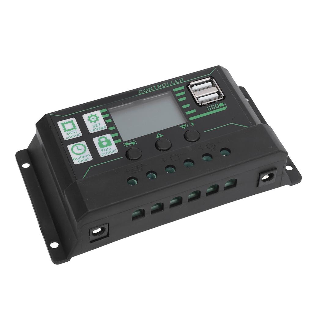 Solar Charge Controller 12V 24V 10A LCD Display Dual USB Port Multiple Guard Solar Panel Regulator for RV Car Boat