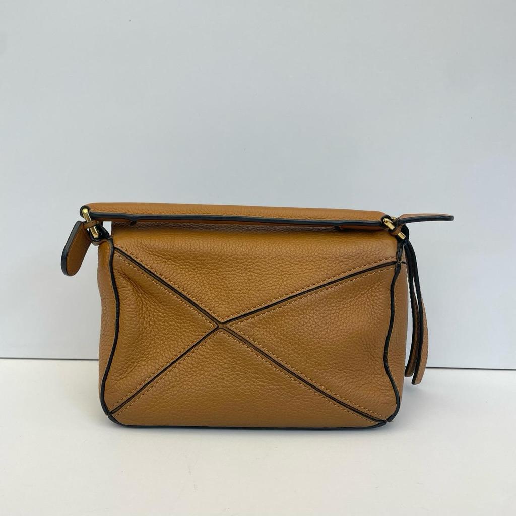 [Pre-Owned] Puzzle Mini Brown Leather Geometric Shoulder Bag With Gold Hardware And Detachable Strap - Excellent #13HR7RF