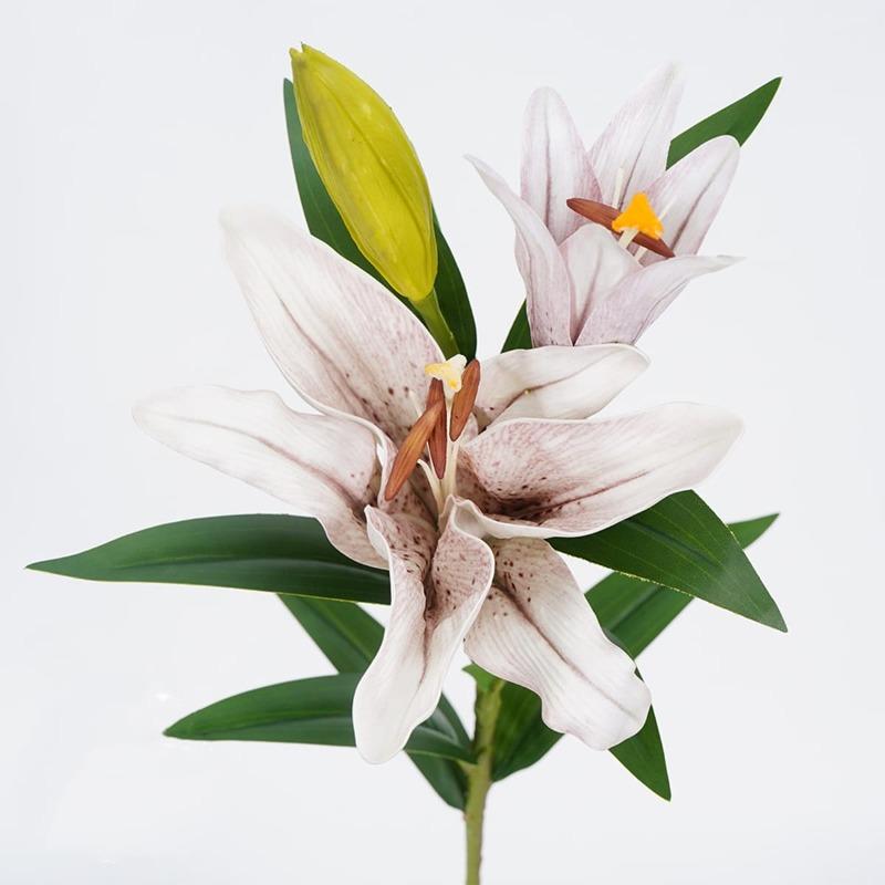 3 шт. искусственных цветов лилии, 3 головки/букет, длинные стебли, искусственные лилии, 1 полностью цветущая лилия и 2 бутона лилии для домашнего отеля, цветочной композиции, декора вечеринки