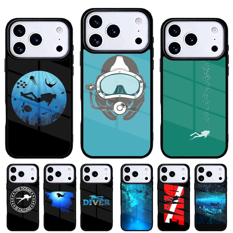 Scuba Diver Diving Phone Case for iPhone 17 Air 16e 15 14 13 Pro Max Back Cover for 12 11 Pro Coque