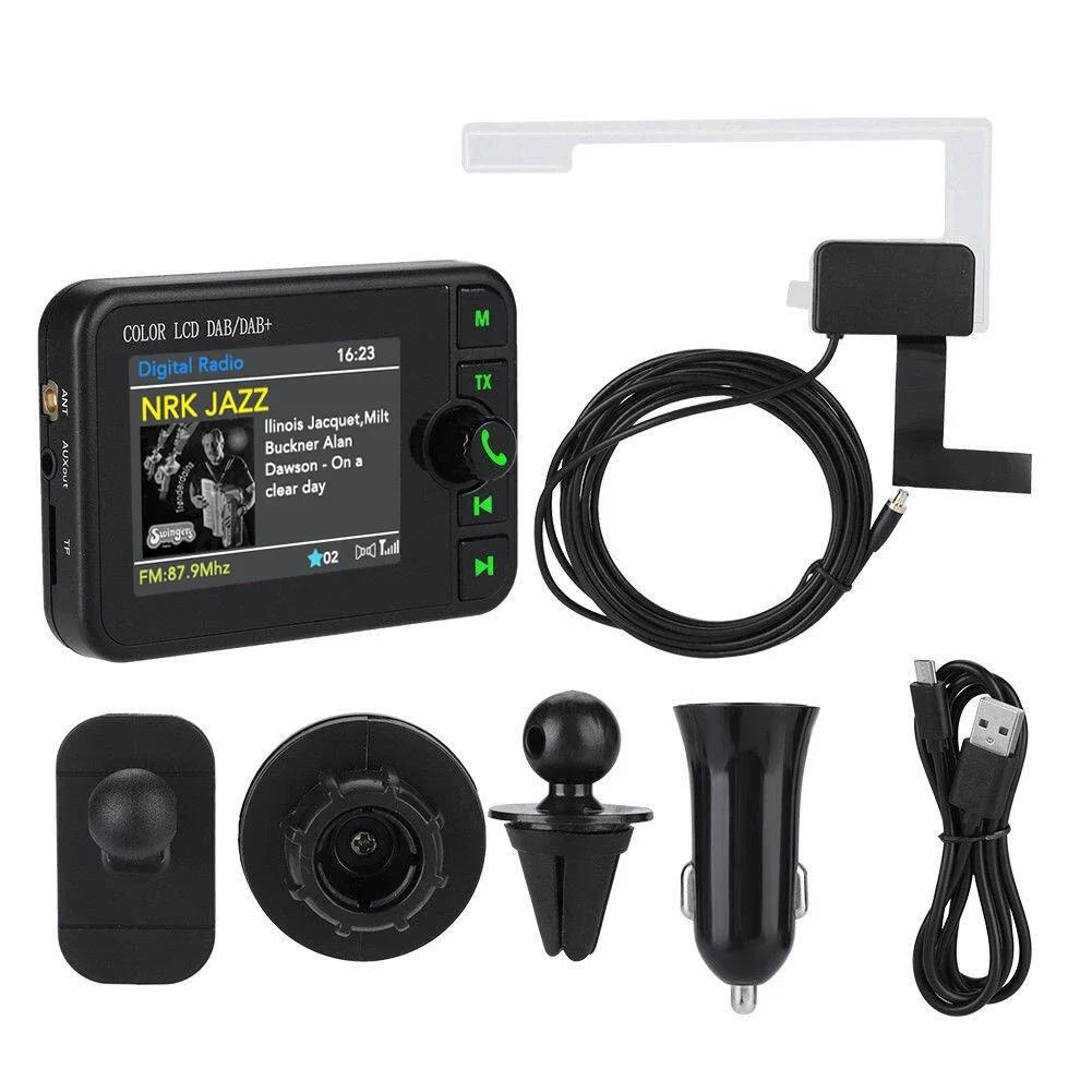 DAB+ Автомобильный цифровой радиоприемник FM-приемник BT MP3-плеер с экраном 2,4 дюйма DAB для европейского автомобильного аудиосигнала вещания телефонного звонка