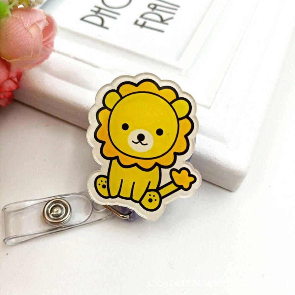 Cat Puppy Dog Badge Holder Cartoon Animals Easy Pull Buckle Nurse Badge Reel Doctor Students