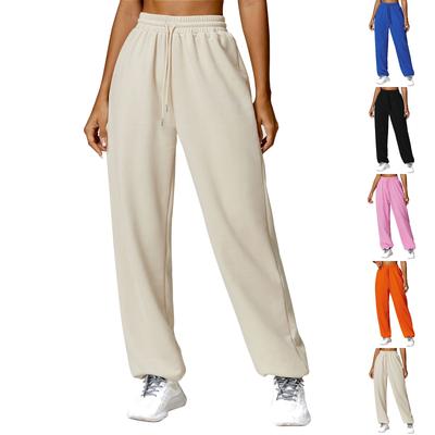 Женские модные свободные однотонные спортивные штаны на шнурке, повседневные брюки с карманами