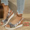 Fashion Retro Mix Color Print Sandals for Women Fashion Back Strap Peep Toe Sandal Woman Anti-Slip Weightlight Wedge Sandalias Mujer
