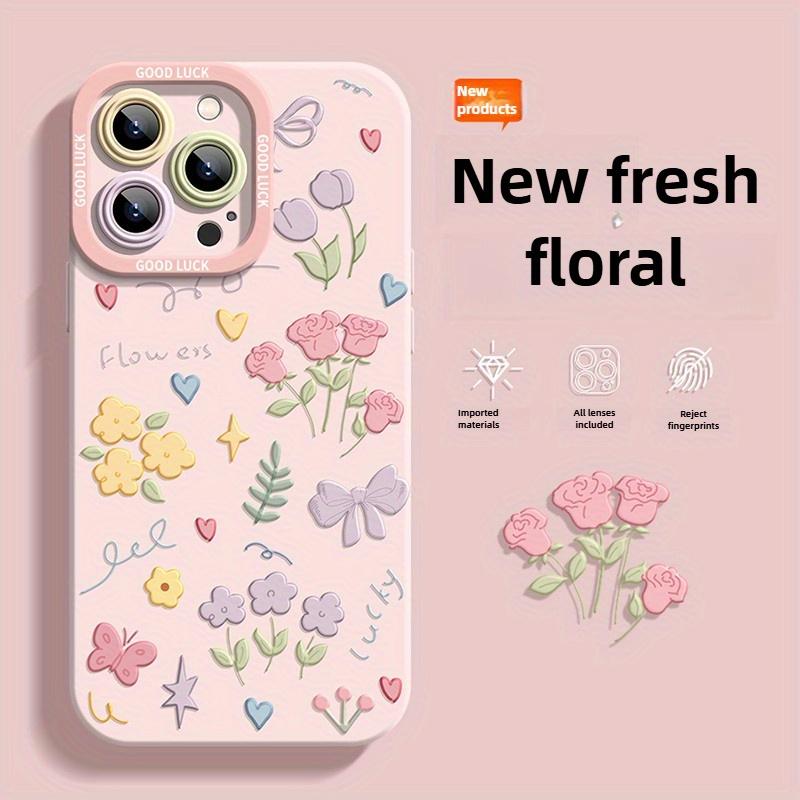 Яркий цветочный узор чехол для телефона подходит для iPhone 17 16 15 14 13 12 11 Pro/Max/Plus противоударная задняя крышка