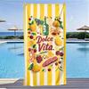 Dolce Vita Итальянское летнее пляжное полотенце Желтая полоска Принт с едой и напитками Быстросохнущее