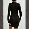 Ladies' Comfortable Casual Fashionable Solid Color Zipper Lapel Hip Hugging Dress