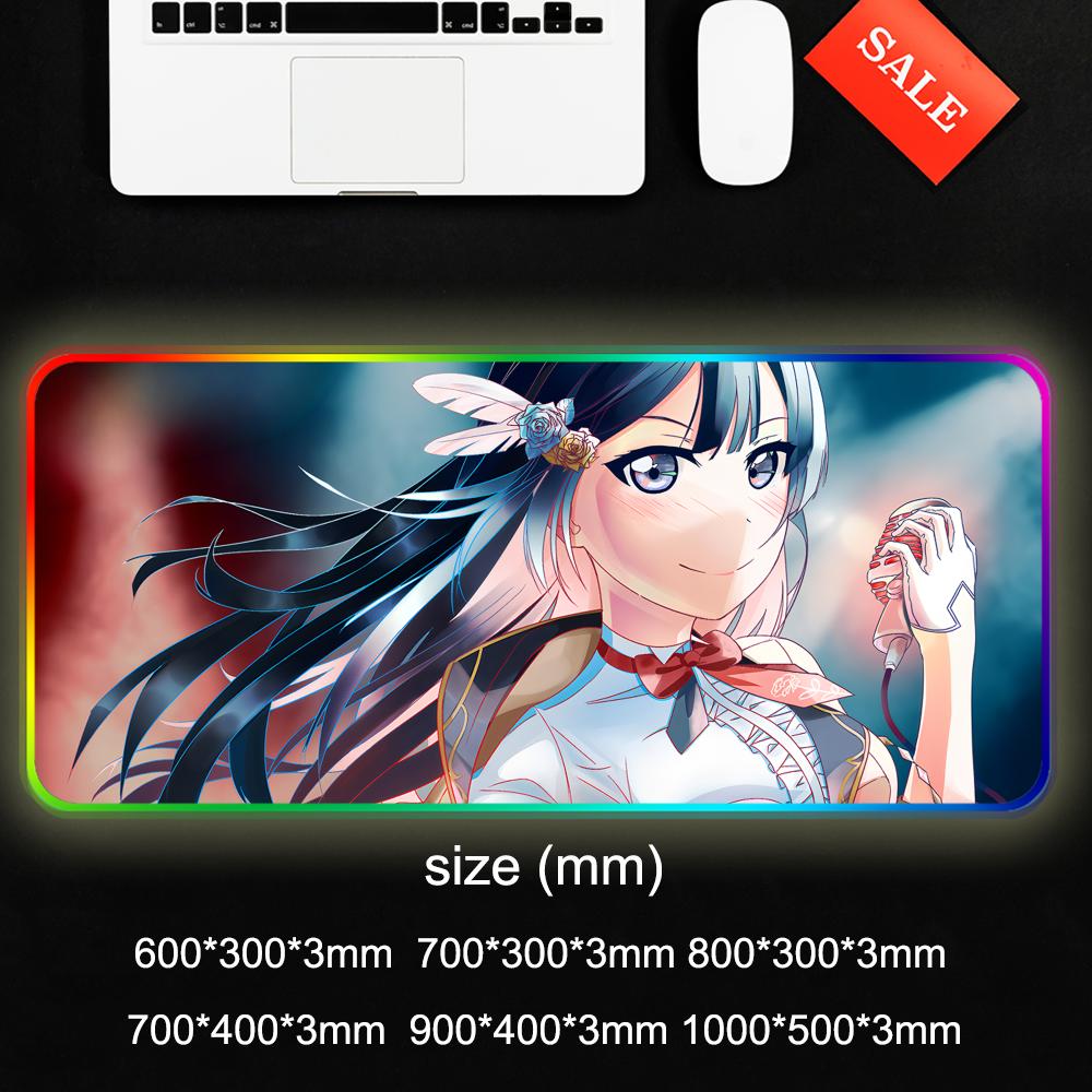 Setsuna yuki Коврик для мыши RGB Игровой коврик для мыши Большой светодиодный коврик Настольный коврик для ПК Светящийся коврик для мыши Большие коврики для клавиатуры Настольный ковер с подсветкой