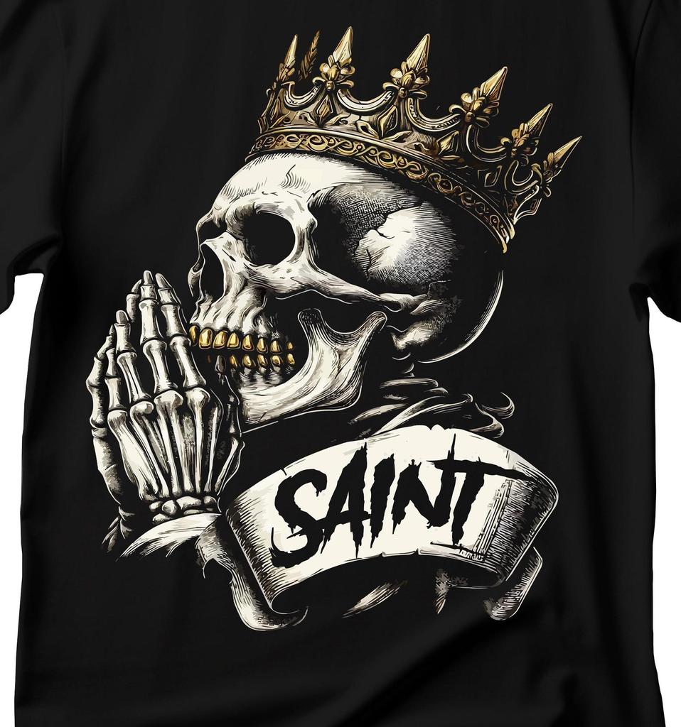Saint Skull King T-Shirt: Dark Art, Religion Tee