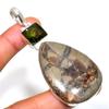 Septerian Stone Peridot Gemstone 925 Silver Plated Jewelry Pendant 2.84"