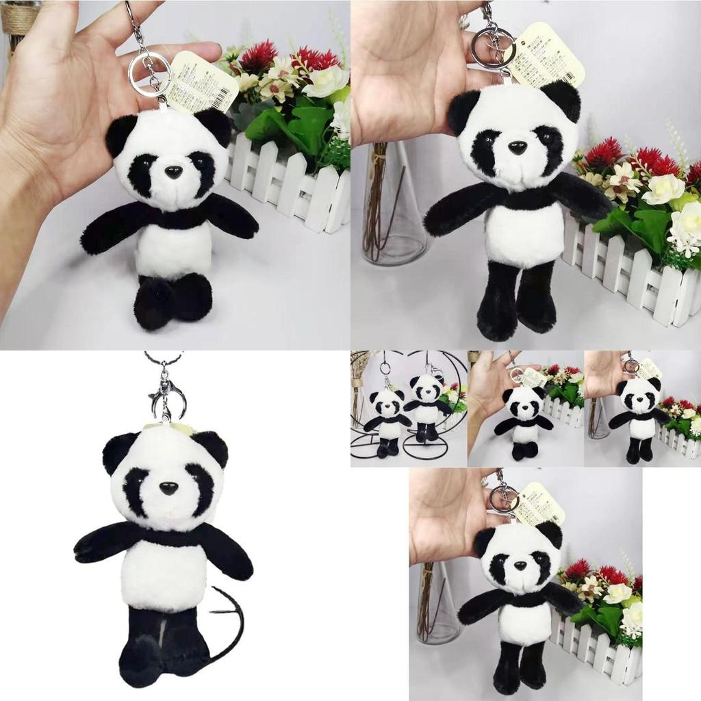 Cute Panda Plush Keychain Pendant Soft Short Velvet Cartoon Stuffed Animal