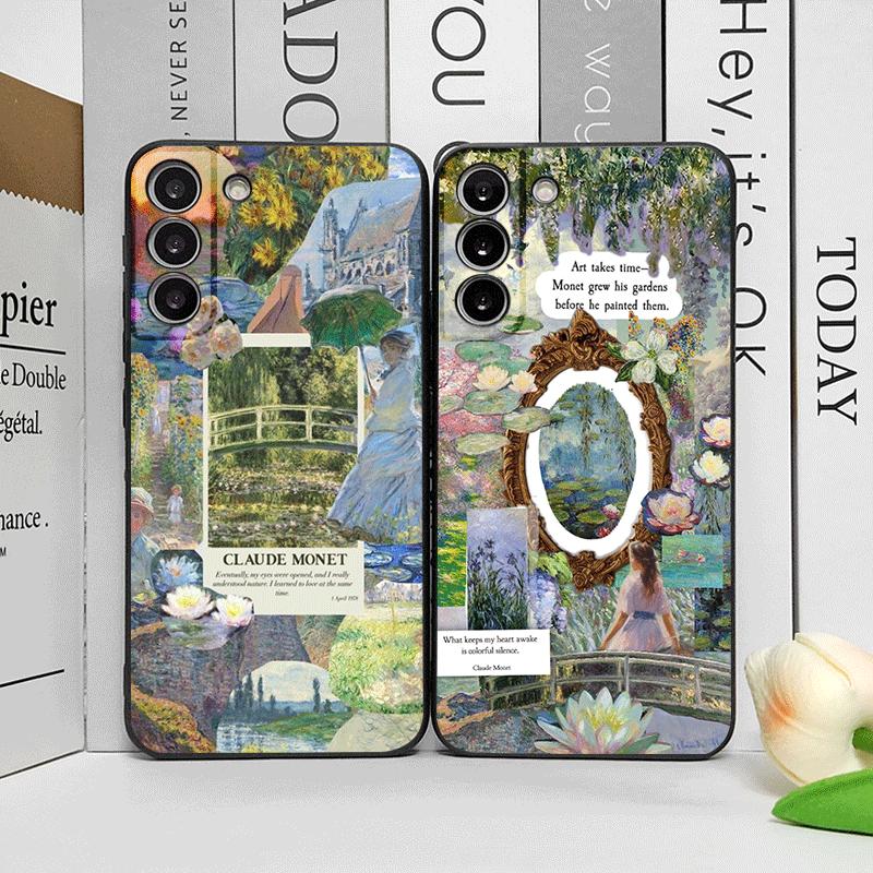 Роскошный красивый чехол для телефона девушки для Samsung Galaxy S25 S24 S23 Ultra S22 Plus S21 FE S25 Edge Мягкая крышка Coque Искусство Клода Моне