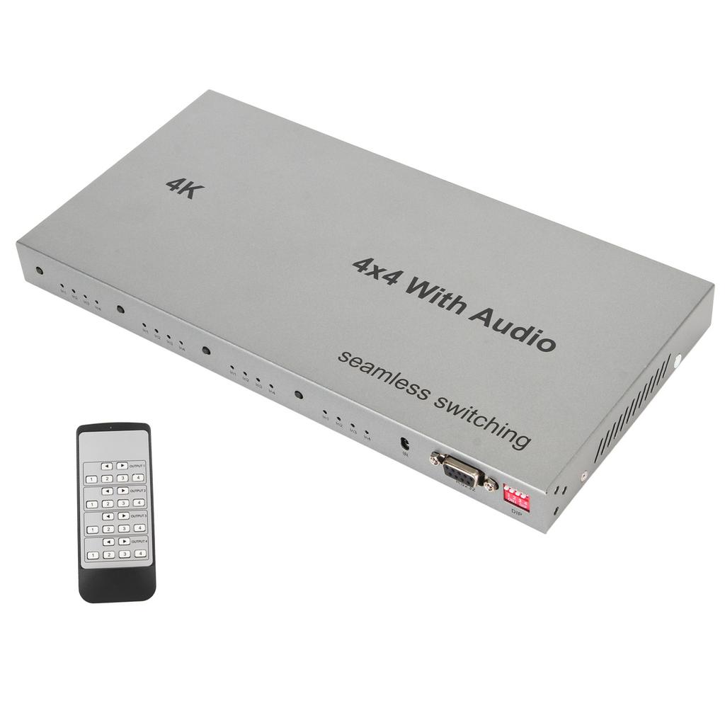 HD Multimedia Interface Switch 4 In 4 Out 4K 30Hz Video Switcher Splitter with Sound Extractor for