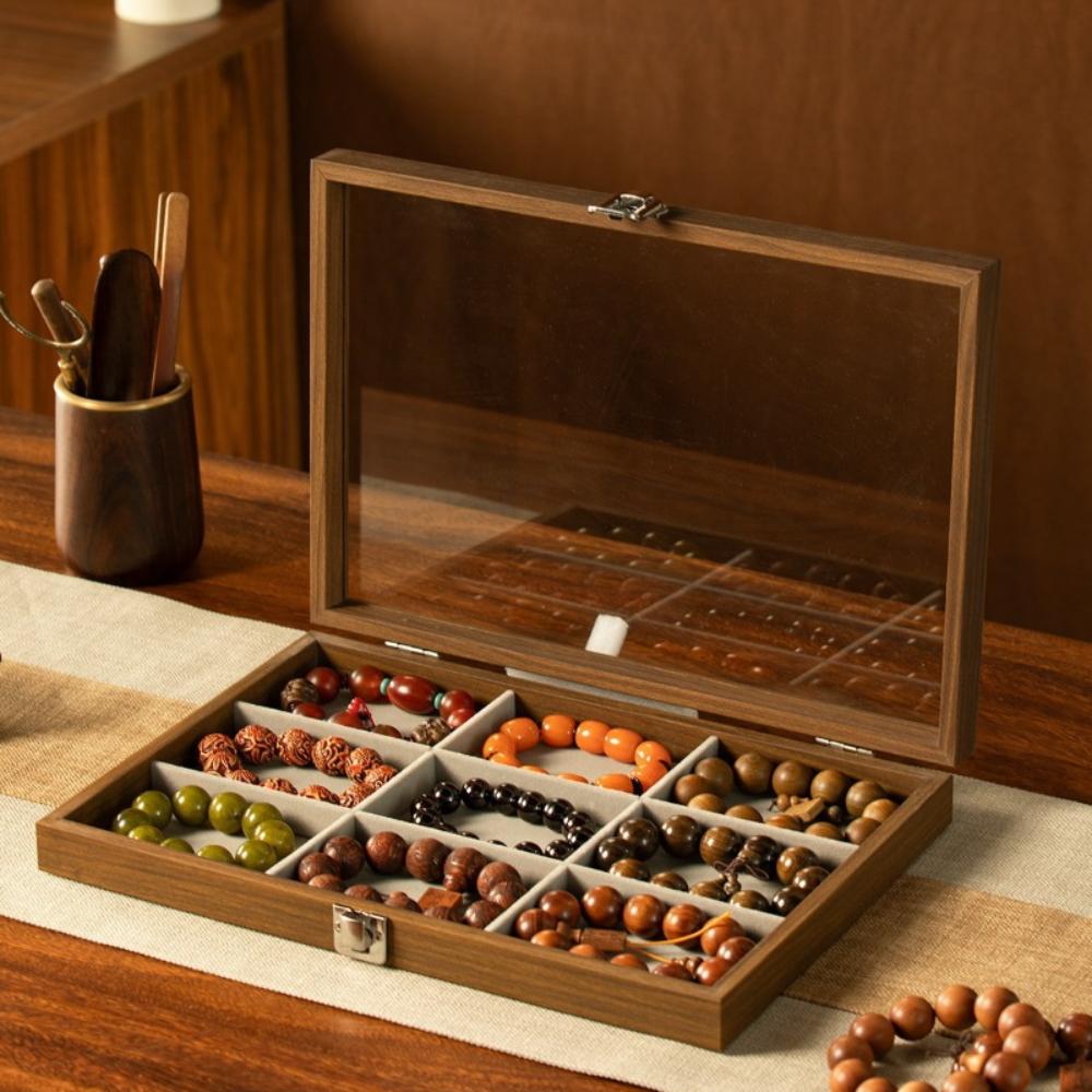 Large Capacity Wooden Jewelry Tray Dust-proof Jewelry Display Box Jewelry Display