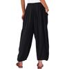 Women Plus Size Wide Leg Linen Pants Middle Waist Summer Baggy Pants