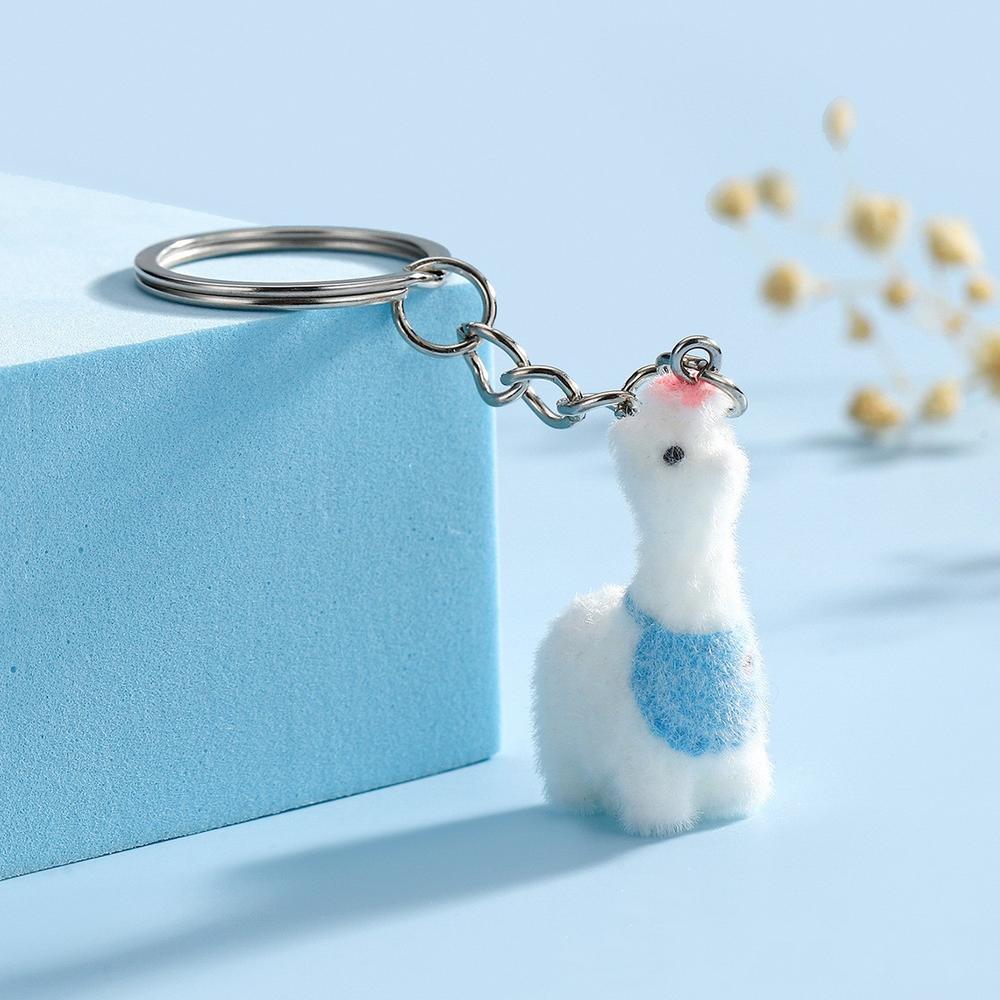 Fluffy Alpaca Elk Capybara Animal Keychains Resin Cartoon Lovely Funny Garlic Goose 3D Doll Pendant Bag Box Car Key Ring Jewelry