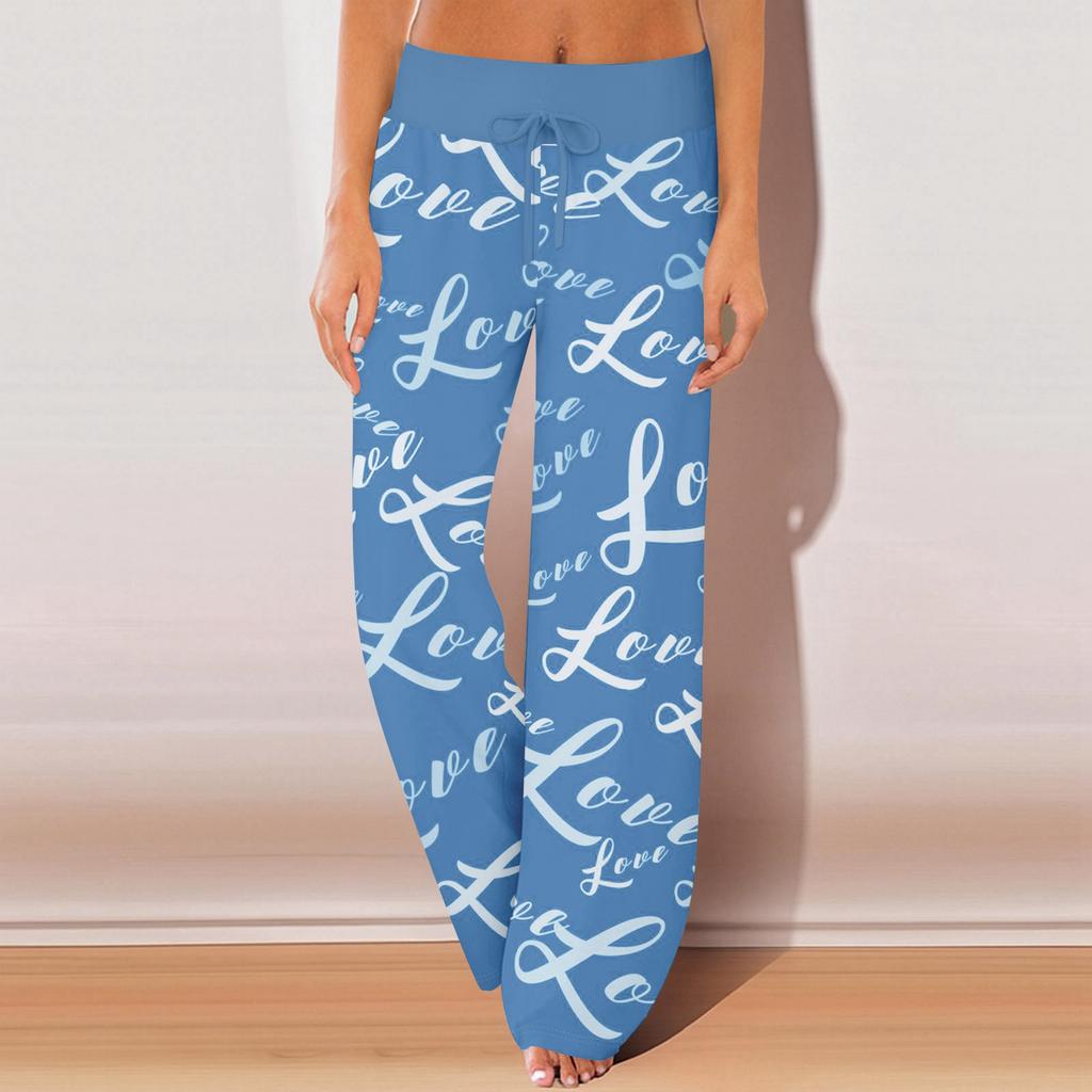 Женские пижамные штаны, одежда для сна, повседневные брюки с эластичной резинкой на талии, удобные прямые свободные брюки для йоги