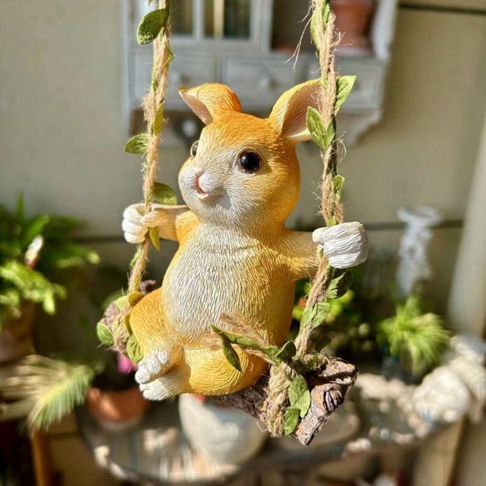 Resin Rabbit Swinging Garden Decoration Waterproof Duck Table Decoration Doll Flower Garden