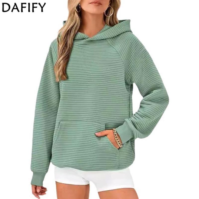 DAFIFY Женские модные повседневные однотонные худи и свитшоты с капюшоном и длинными рукавами с принтом