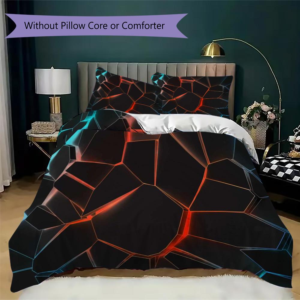 Geometric Colorful Light Rays Pattern Bedding,Quilt Set Quilt Cover Pillowcase Home Birthday Gift (1*duvet cover+2*pillowcase,without core)ZSJT0917305