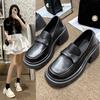 Fashion Thick-soled Small Leather Shoes for Women 2024 Spring New Versatile French Loafers British Style Slip-on Shoes for Women Fashion