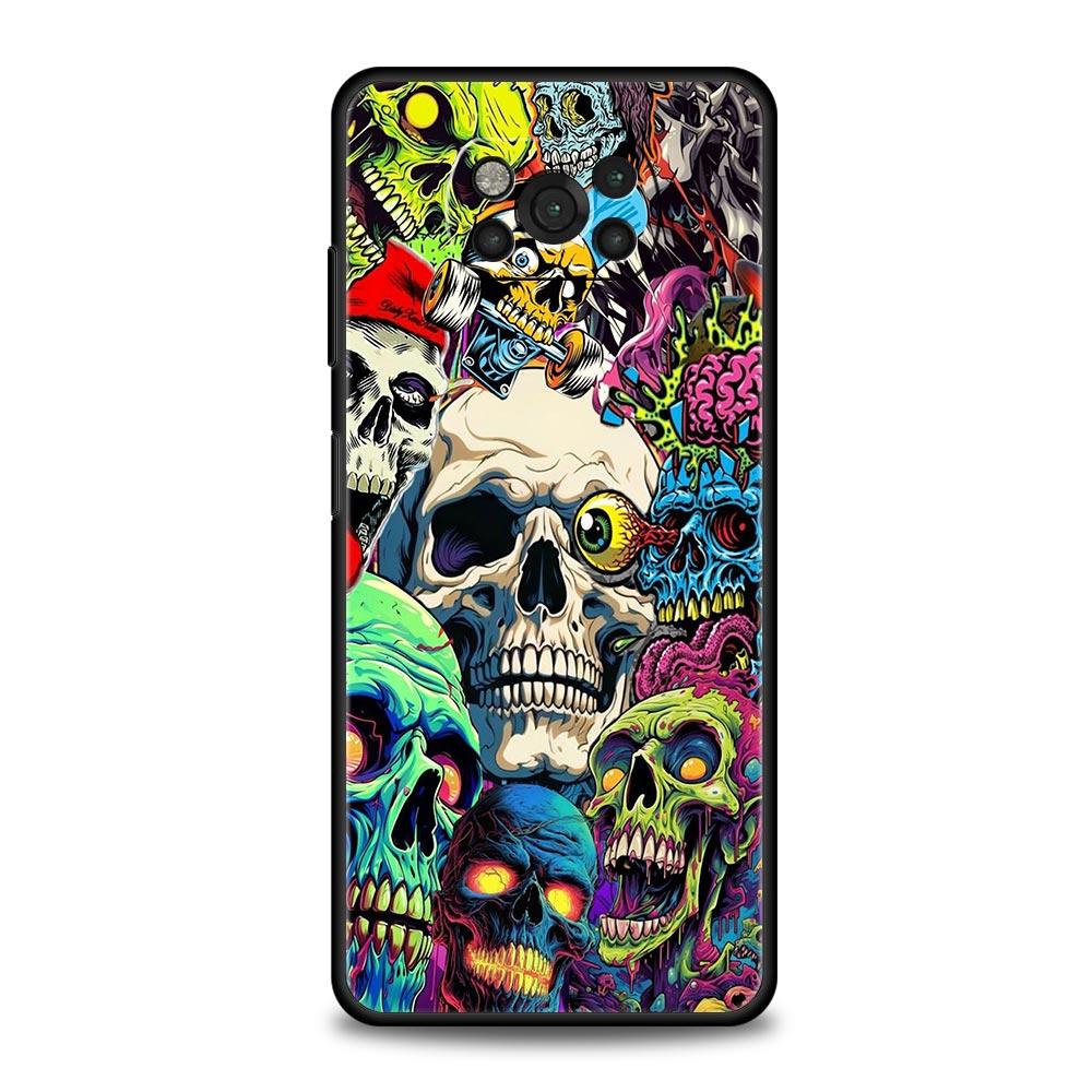 Skeleton Skull Phone Case for Xiaomi Poco F7 F6 F5 F4 F3 X6 X5 X4 X3 NFC F7 Ultra M4 C51 C55 GT 5G Soft TPU Cover Fundas Capas