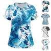 Women's Short Sleeve Stagger V Neck Print Pocket Dry-nurse Top