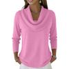 Женский повседневный и модный топ-свитер с круглым вырезом и длинными рукавами однотонной расцветки