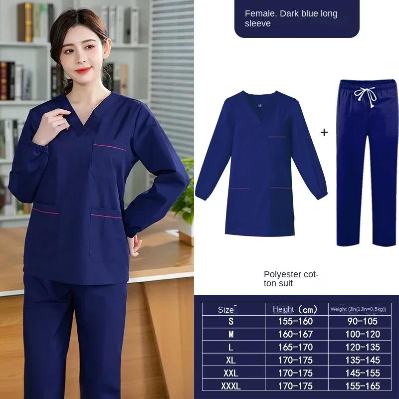 Doctor's Overalls Men's Operating Room Brush Hand Clothes Long Sleeve Set Short Sleeve Women's Cotton Operating Beauty Salon