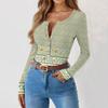 Women's Slim Bottom T-shirt Fashion Casual Gradient Printing Round Neck Pullover Long Sleeve Top