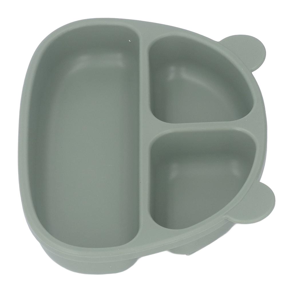 Toddler Soft Silicone Plate Home Dining Room Cute Cartoon Bear Shaped Baby Suction Plate for Snacks